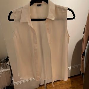 Theory 100% Silk Sleeveless Eggshell Blouse